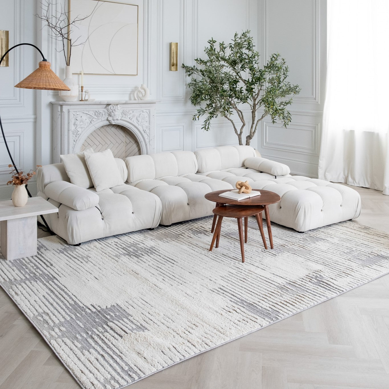 Valencia Grey Vintage Floral Area Rug