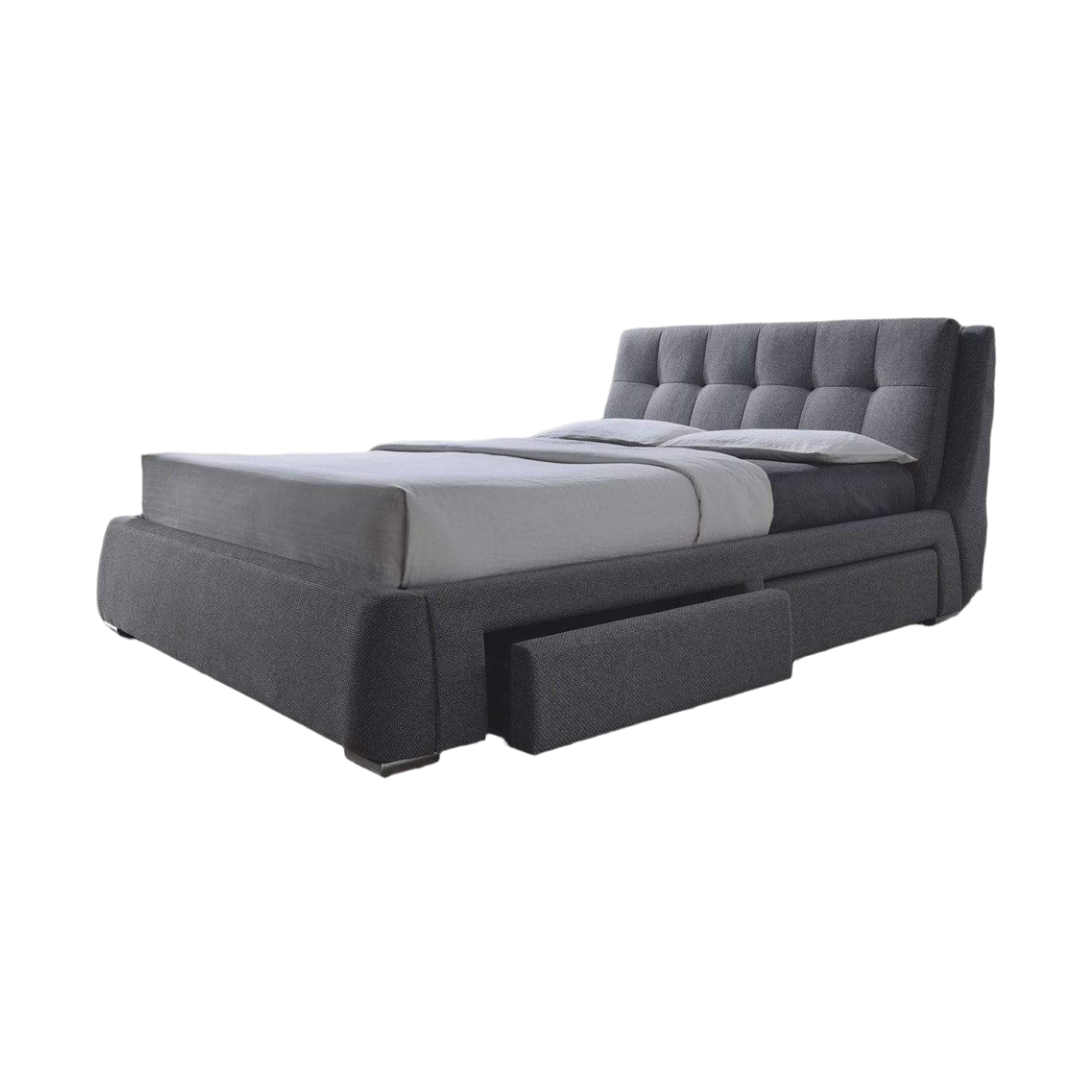 Fenbrook Transitional Grey Bed With Storage Drawers Queen Only