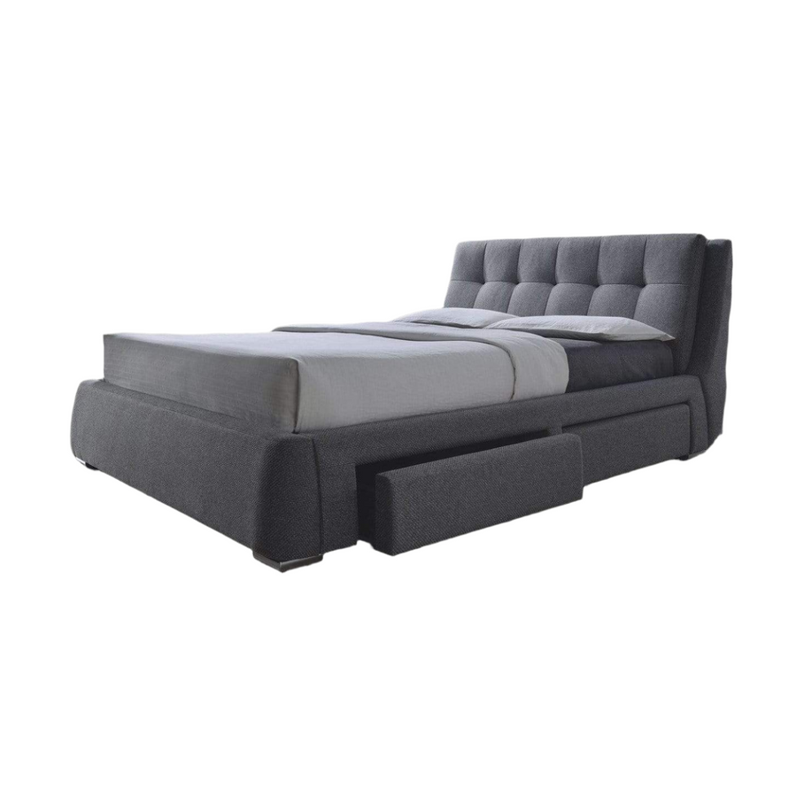 Fenbrook Transitional Grey Bed With Storage Drawers Queen Only