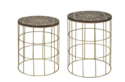 vendor-unknown Living Room Global Archive Mango and Brass Accent Tables (5349708071065)