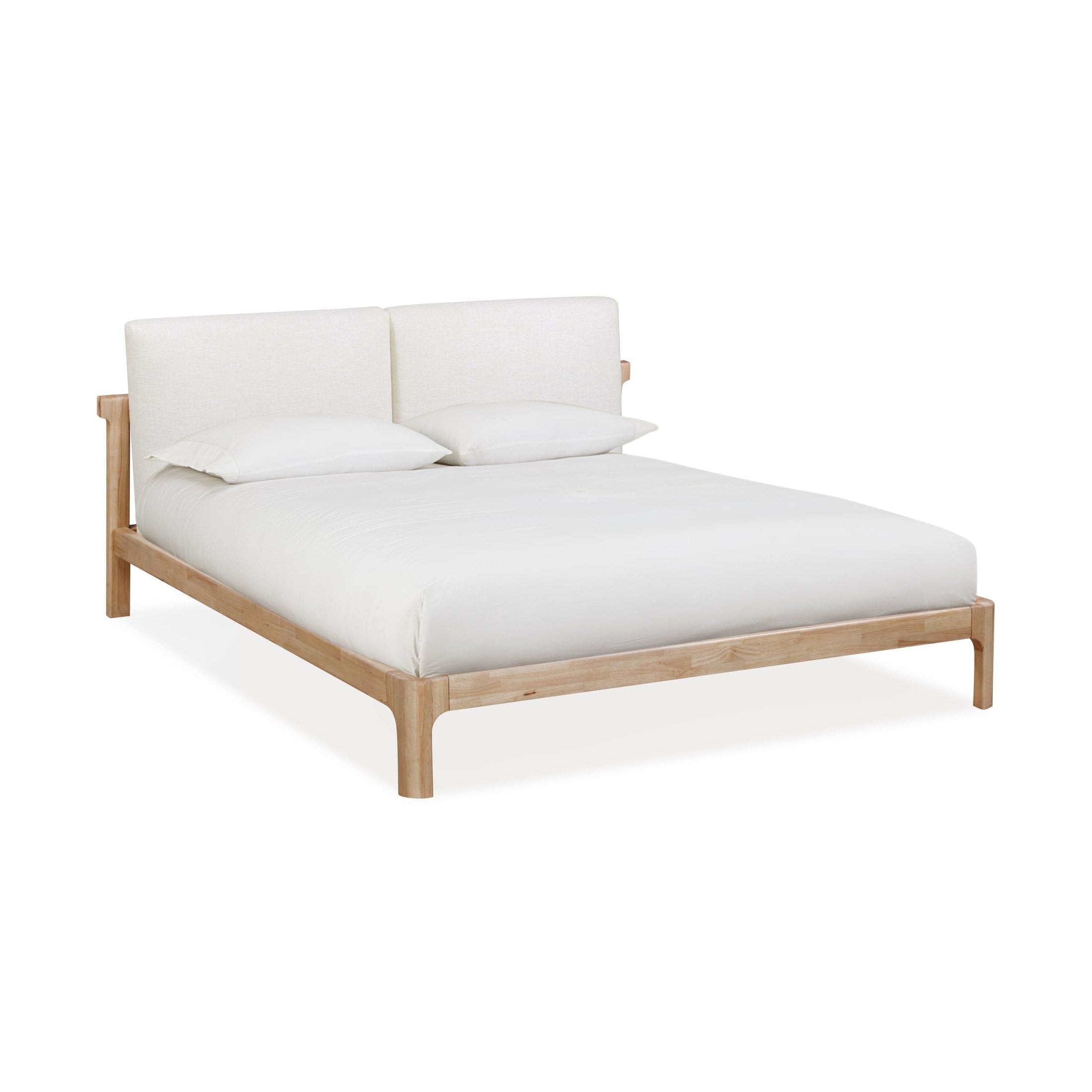 Furano Upholstered Two Cushion Platform Bed in Ginger and Natural Linen