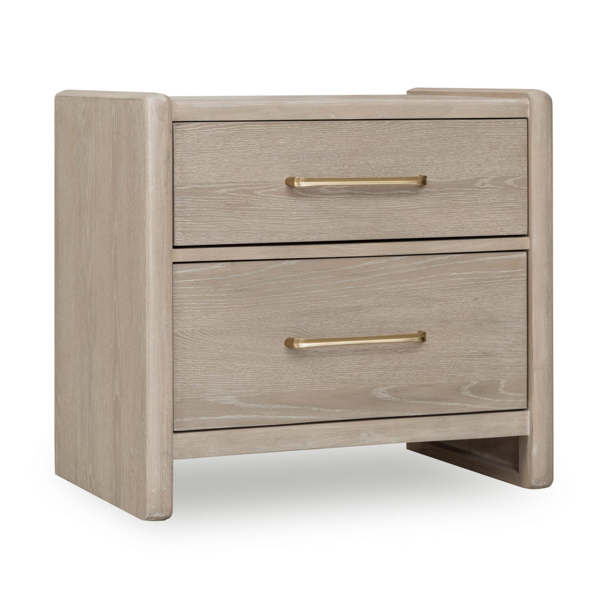 Gardenia 2 Drawer Oak Wood Nightstand in Chai