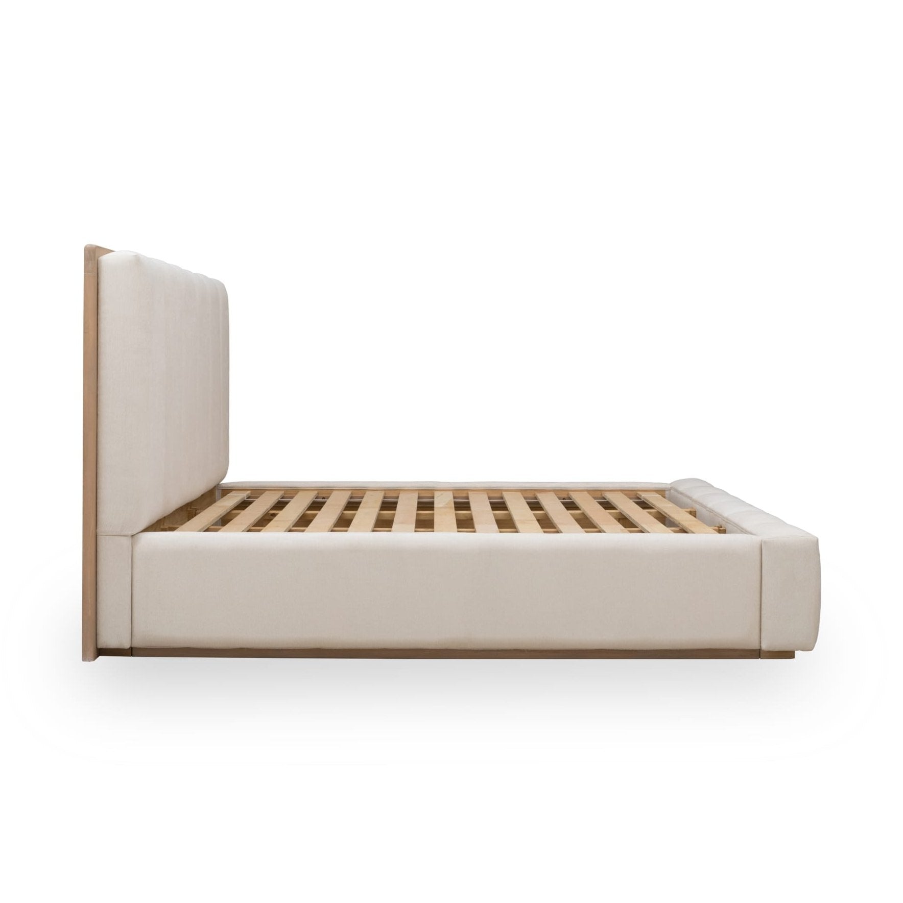 Gardenia Wood Frame Upholstered Platform Bed in Cotton and Chai