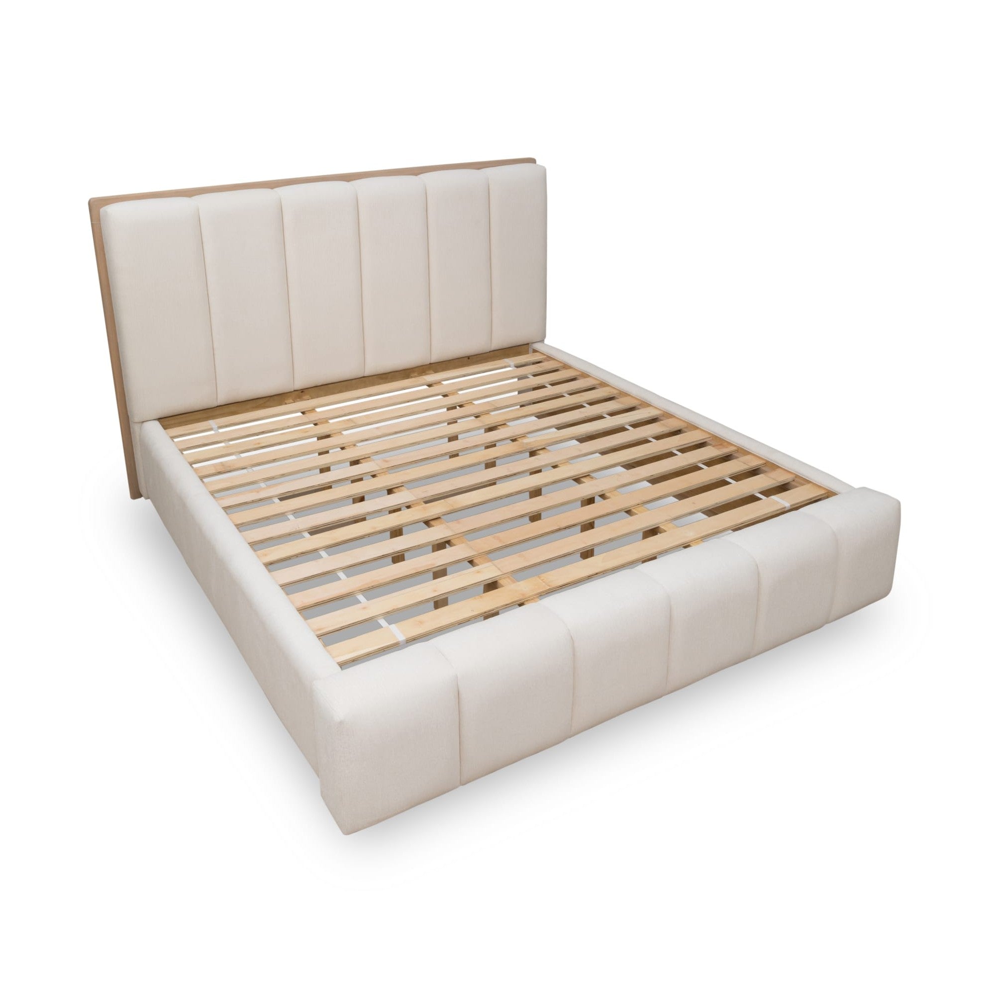Gardenia Wood Frame Upholstered Platform Bed in Cotton and Chai
