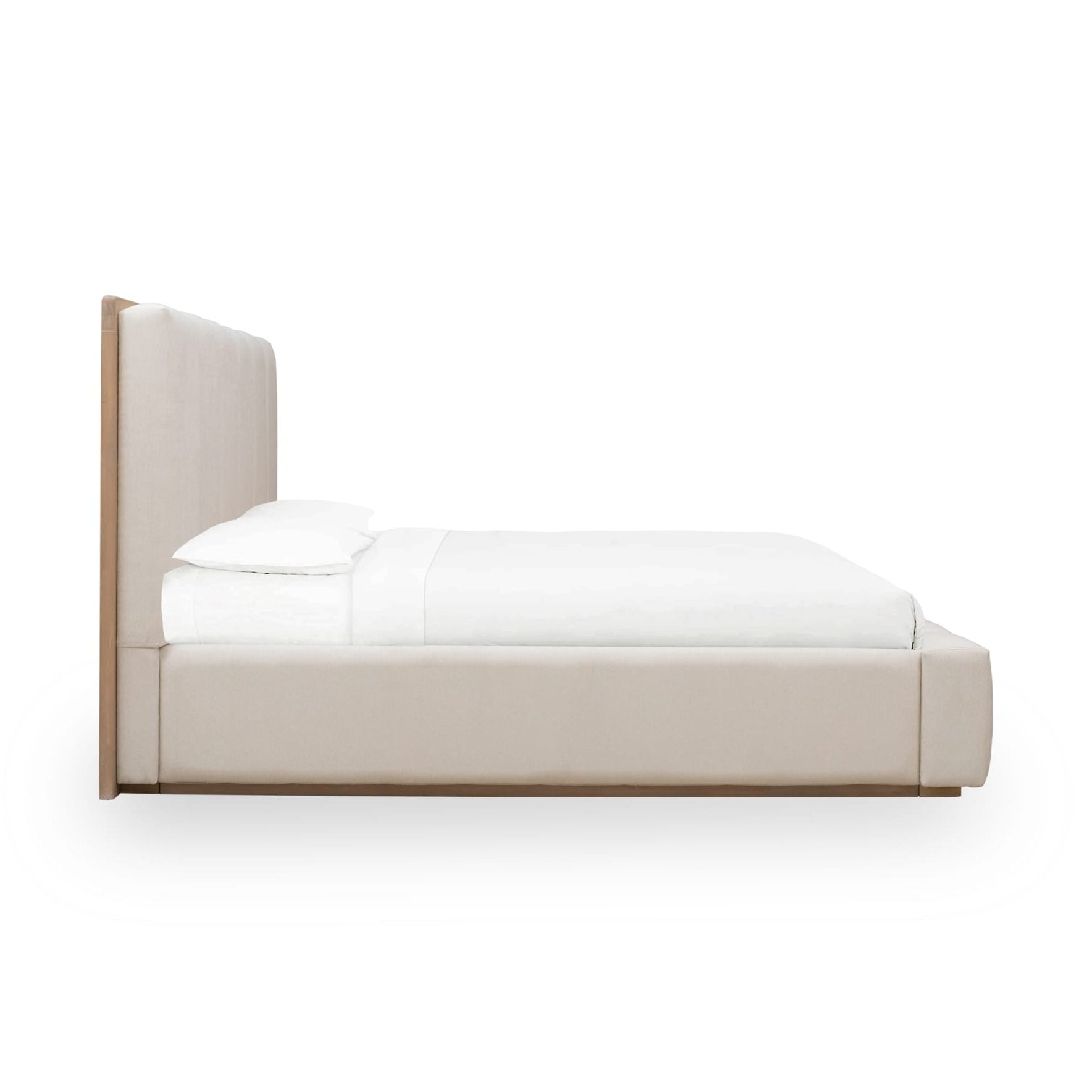 Gardenia Wood Frame Upholstered Platform Bed in Cotton and Chai