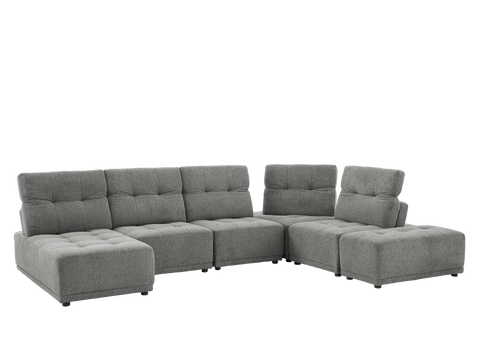 Toco Grey Upholstered Modular Sectional Sofa with Adjustable Backrests –  Accents@Home