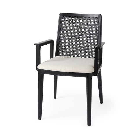 Cream Fabric |Black Wood (Armchair)_0
