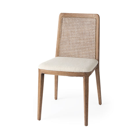 Cream Fabric |Brown Wood (Side Chair)_0