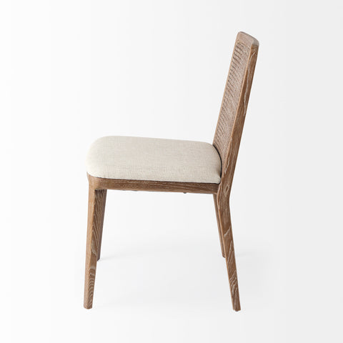 Cream Fabric |Brown Wood (Side Chair)_2