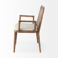 Cream Fabric |Brown Wood (Armchair)_2