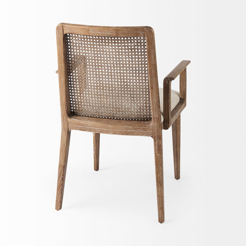Cream Fabric |Brown Wood (Armchair)_4