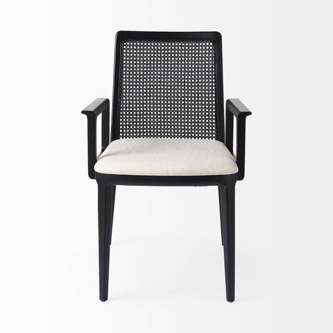 Cream Fabric |Black Wood (Armchair)_1