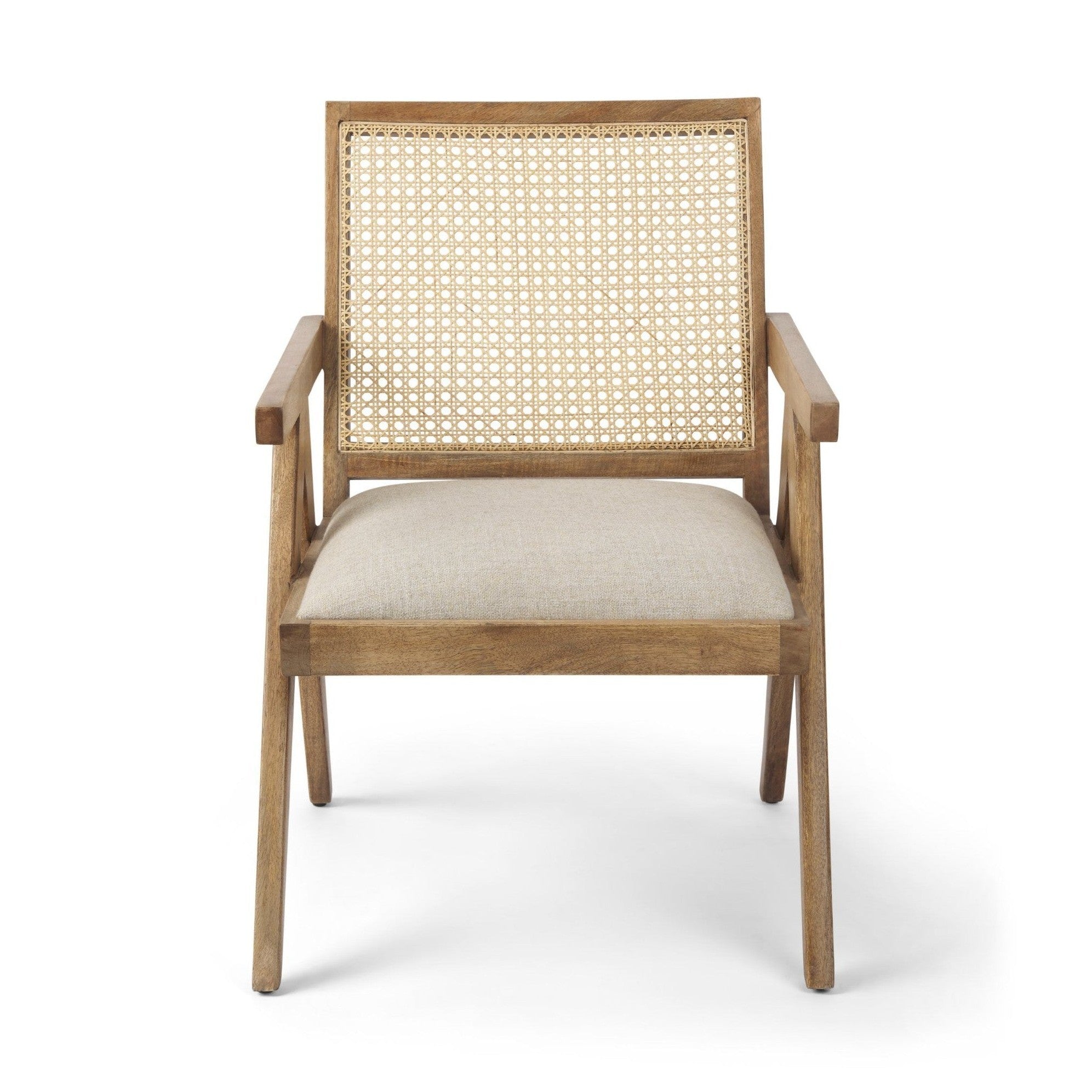 Light Brown Wood | Cane Back | Beige Upholstery_1
