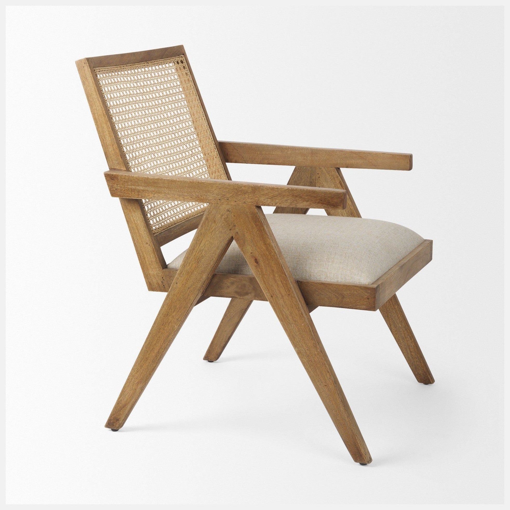 Light Brown Wood | Cane Back | Beige Upholstery_5