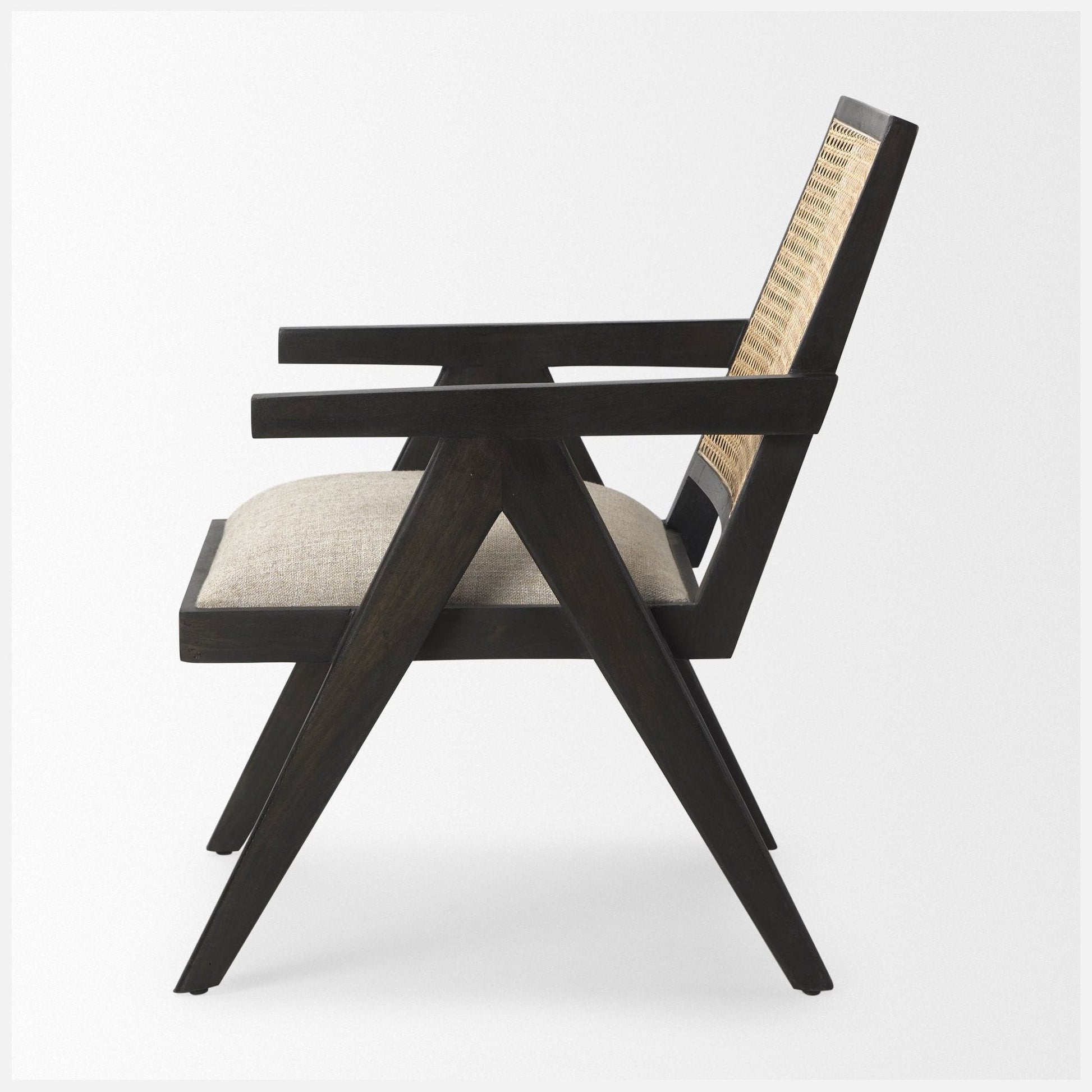 Black Wood | Cane Back | Beige Upholstery_2