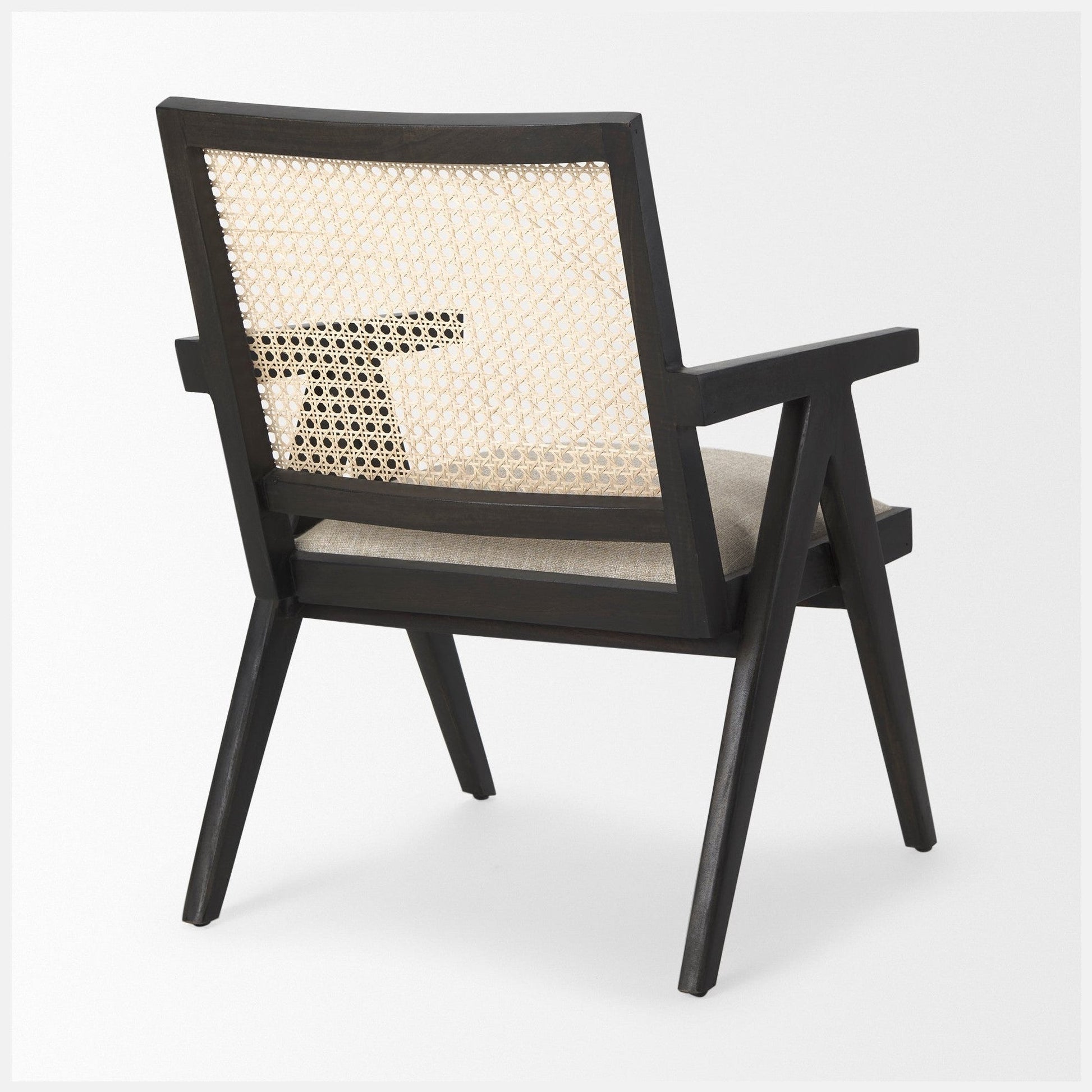 Black Wood | Cane Back | Beige Upholstery_4