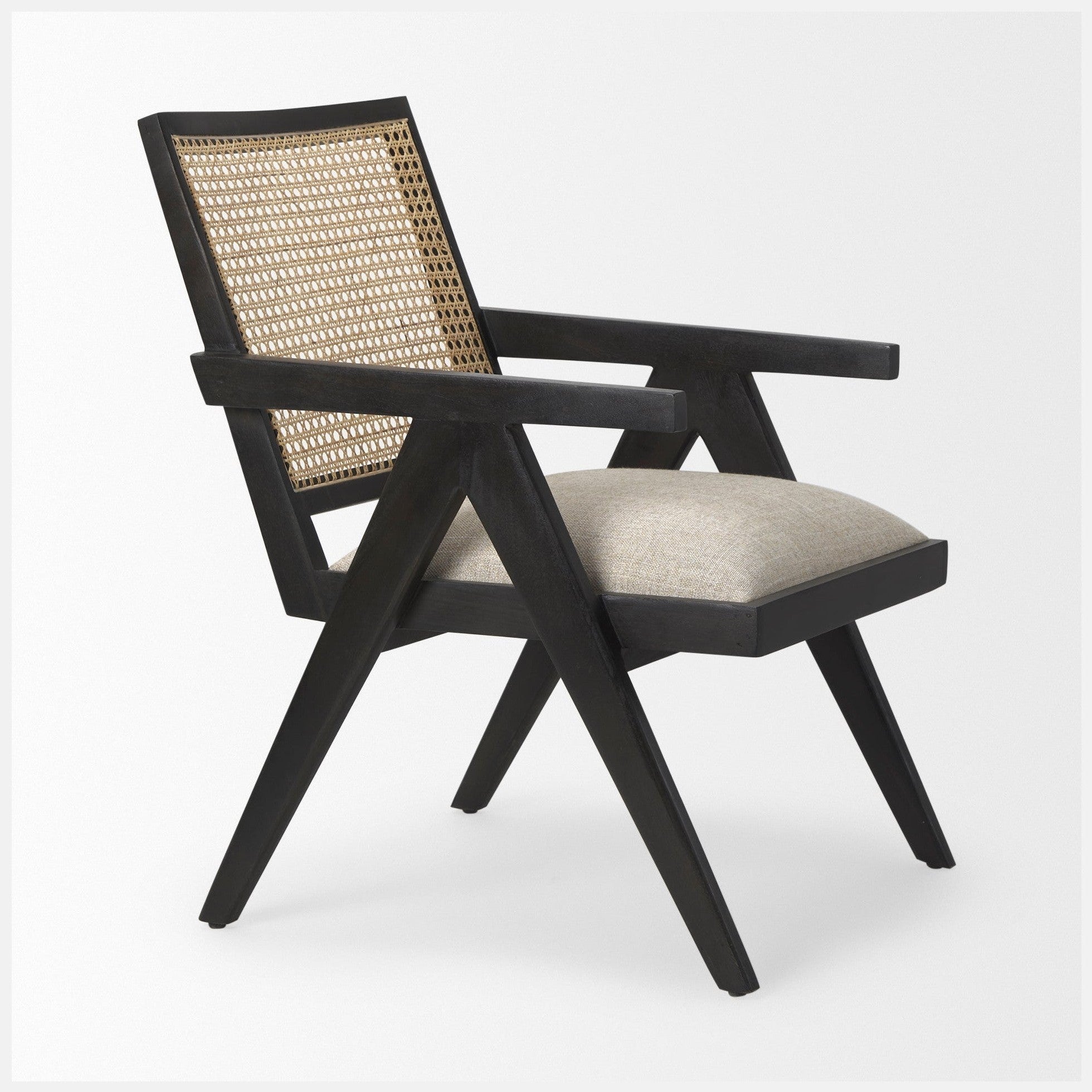 Black Wood | Cane Back | Beige Upholstery_5