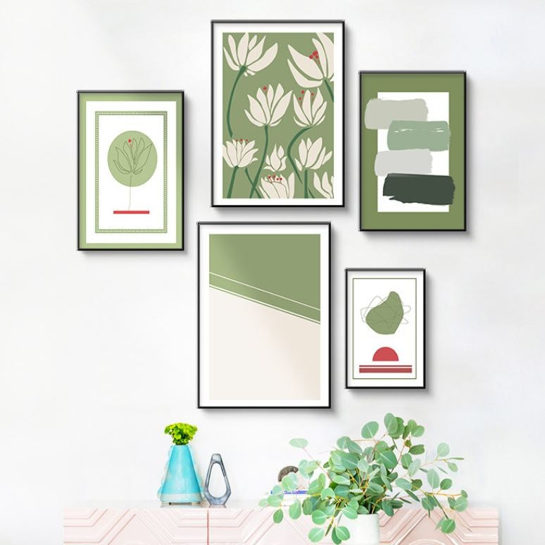 Bellisa II Set of 5 Alloy Matt - Black Frame Wall Art