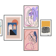 Gypsy Set of 5 Alloy Matt - Black Frame Wall Art III