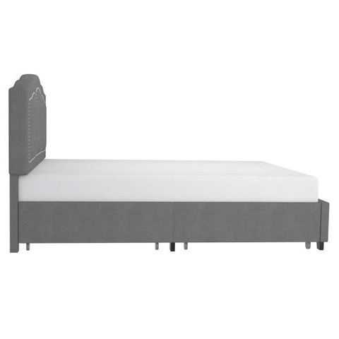 Diana 60" Queen Platform Bed with Storage Drawers in Grey