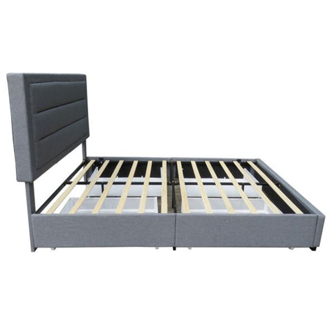Russell 60" Queen Platform Bed with Storage in Grey