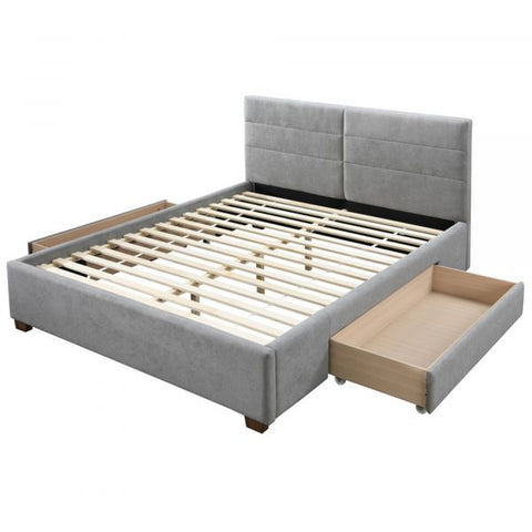 Emilio 60" Queen Platform Bed with Drawers in Light Grey