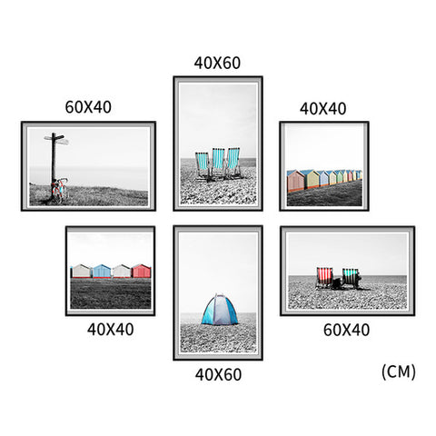 Brighton Beach Set of 6 Alloy Matt - Black Frame Wall Art