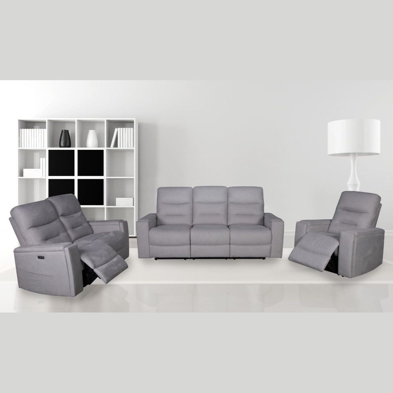 Roche Power Recliner Sofa - Light Grey