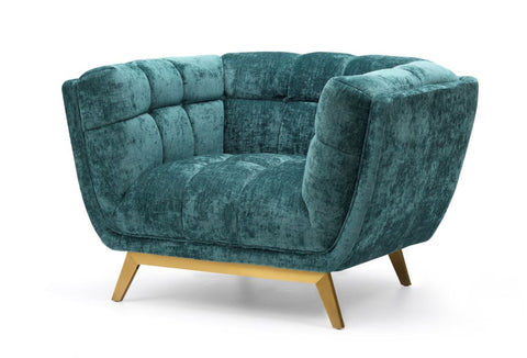 Yaletown Mid Century Accent Chair - Pine Crushed Velvet