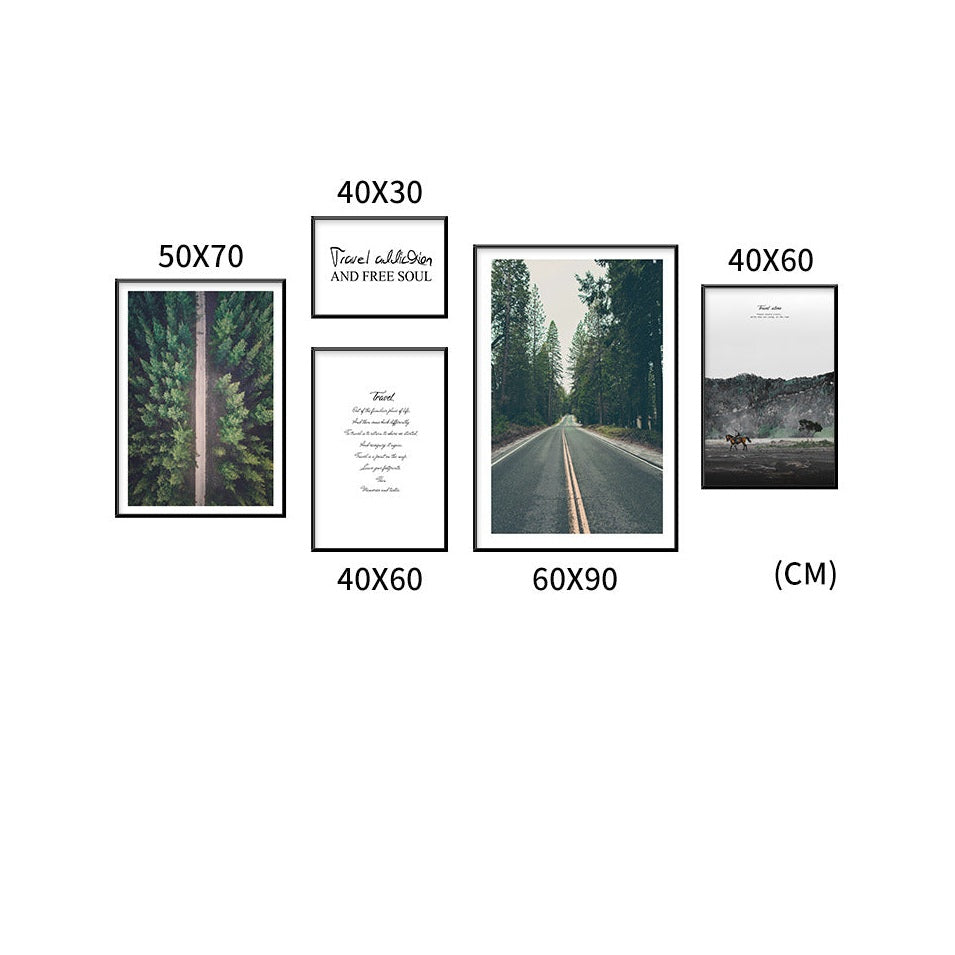 Terra Nova Set of 5 Alloy Matt - Black Frame Wall Art