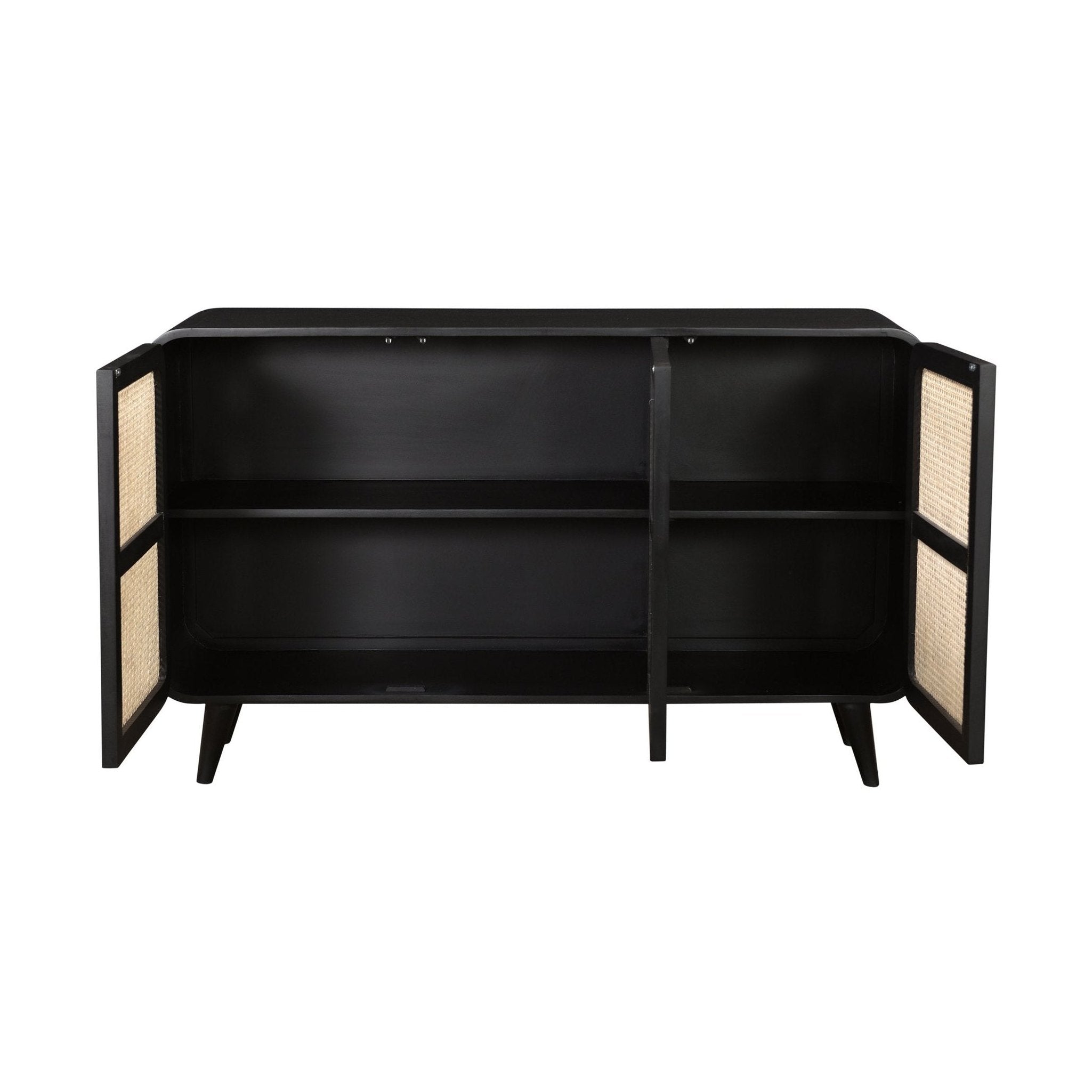 Cane Oval Three Door Cabinet