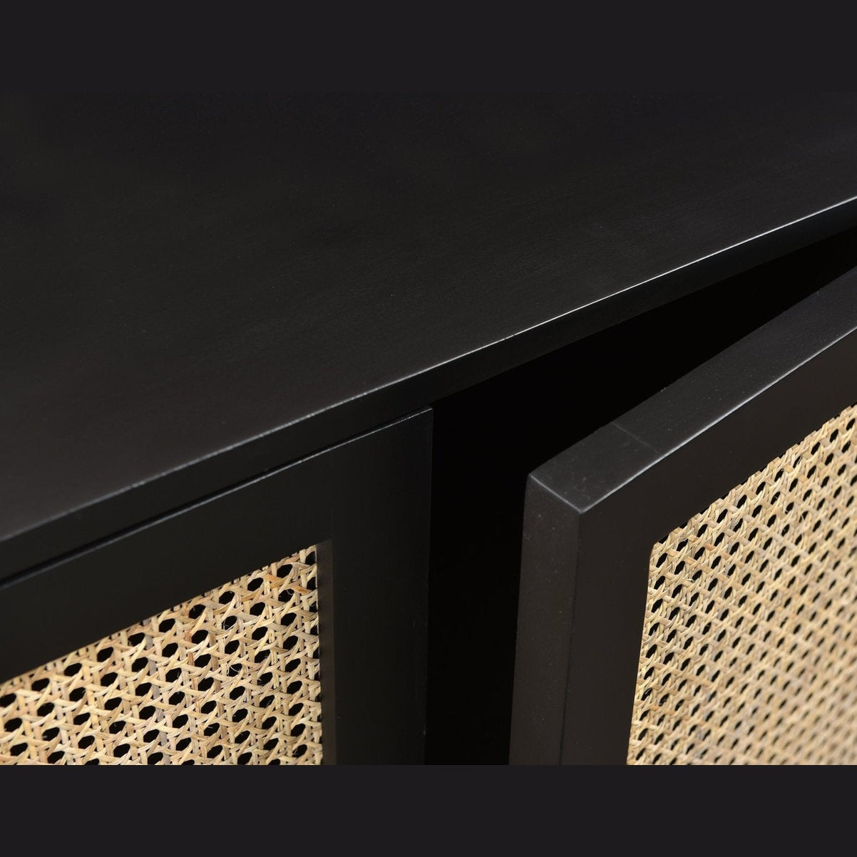 Cane Oval Three Door Cabinet