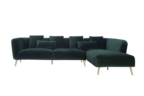 Maja Velvet Sectional - Emerald Green