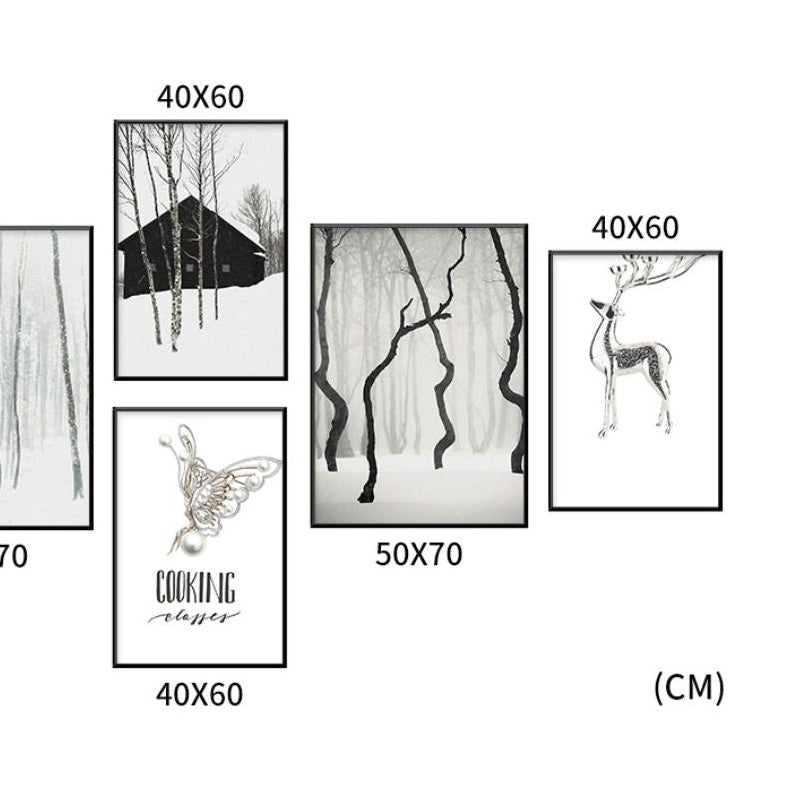Whistler Set of 5 Alloy Matt - Black Frame Wall Art