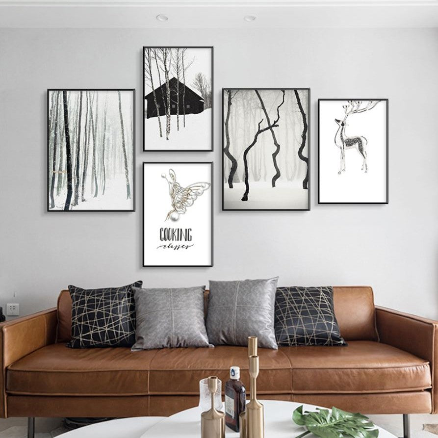 Whistler Set of 5 Alloy Matt - Black Frame Wall Art
