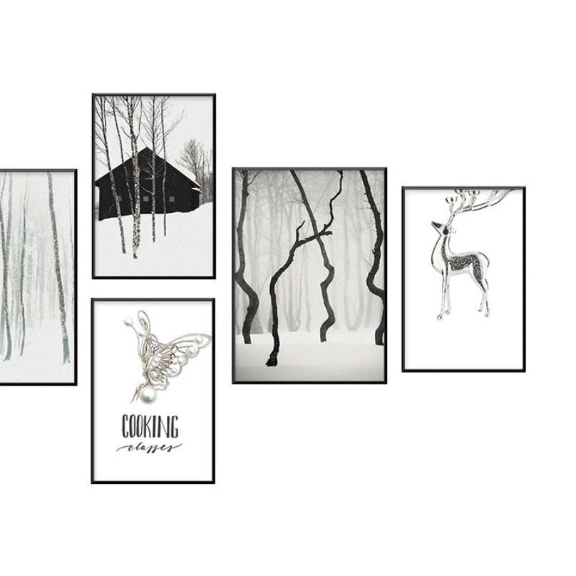 Whistler Set of 5 Alloy Matt - Black Frame Wall Art