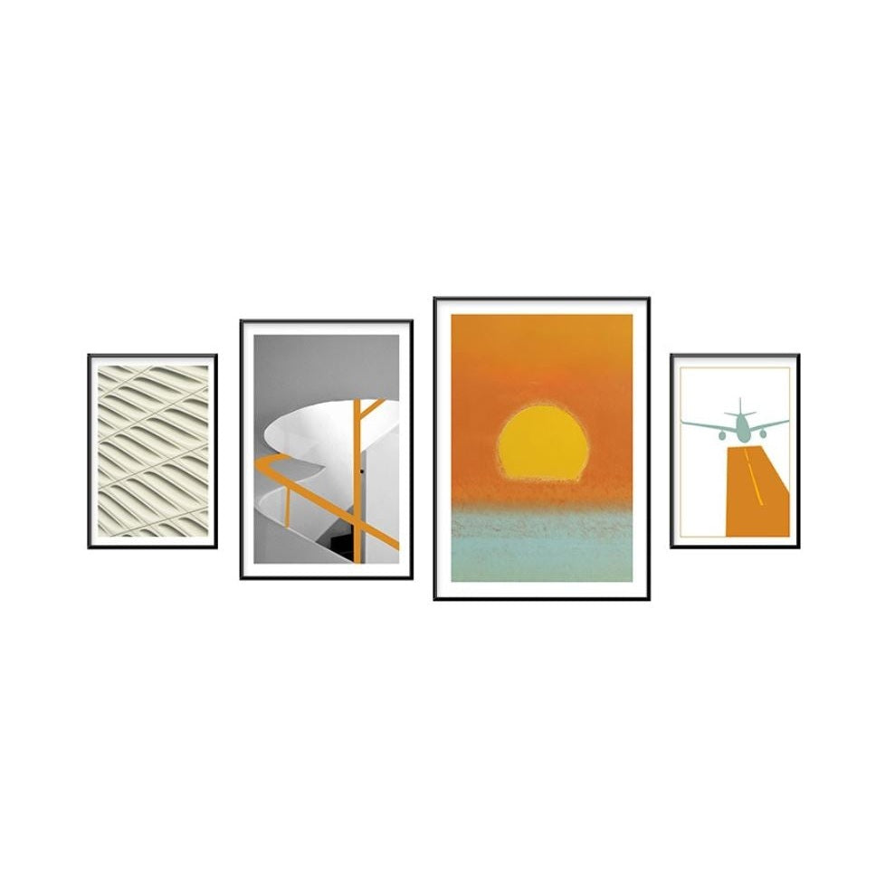 Sedona Set of 4 Alloy Matt - Black Frame Wall Art
