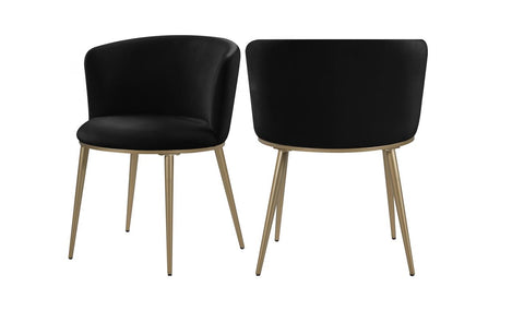 Skylar Velvet Dining Chair set of 2 in black