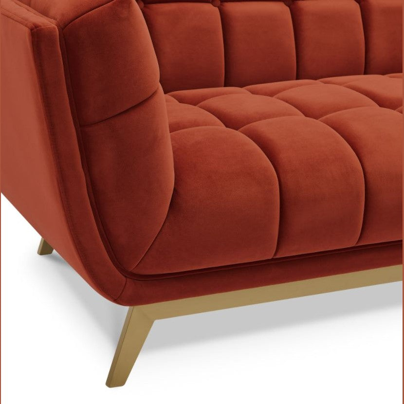 Yaletown Mid Century Loveseat - Rust