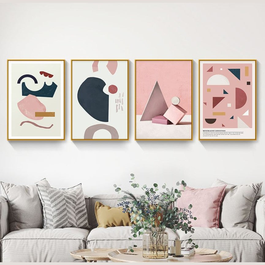 Justine Set of 4 Alloy Matt - Golden Frame Wall Art