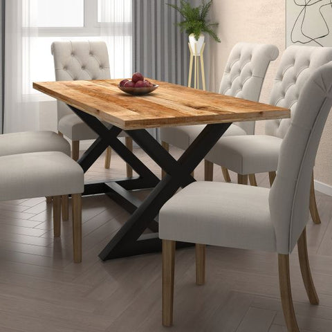 Zax Rectangular Dining Table in Natural and Black