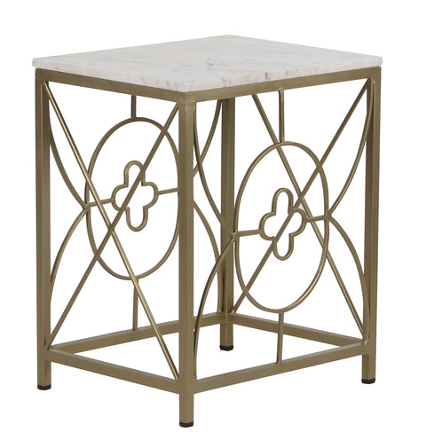 Catherine End Table Gold with Marble top