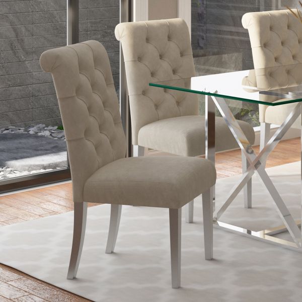 Chloe Side Chair, Set of 2 in Beige
