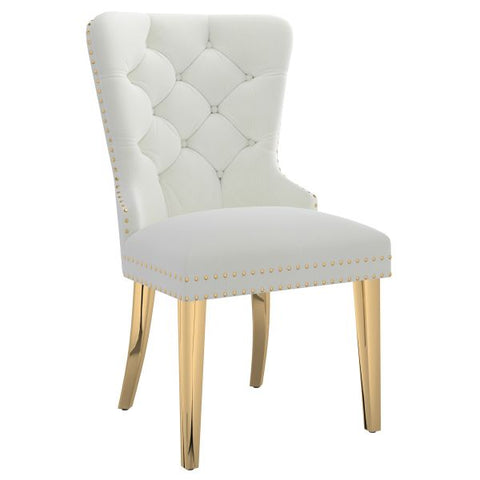 Mizal Side Chair, set of 2, in Ivory with Gold