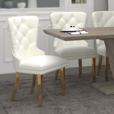 Mizal Side Chair, Set of 2 in Ivory and Gold