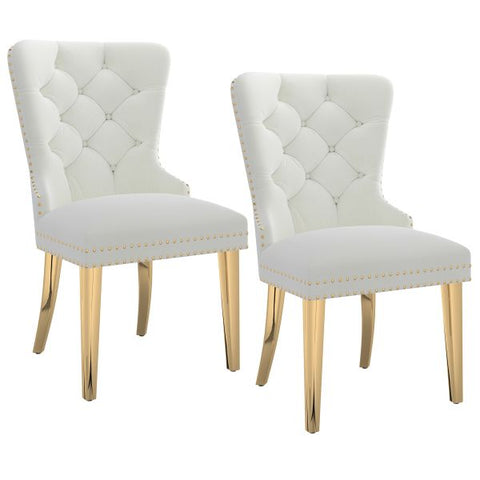 Mizal Side Chair, set of 2, in Ivory with Gold
