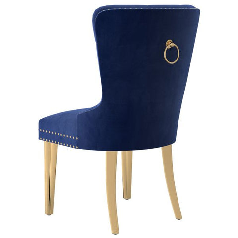 Mizal Side Chair, Set of 2 in Navy and Gold