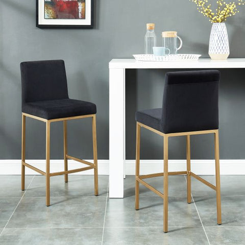 Diego 26'' Counter Stool, set of 2 in Black/Gold Legs