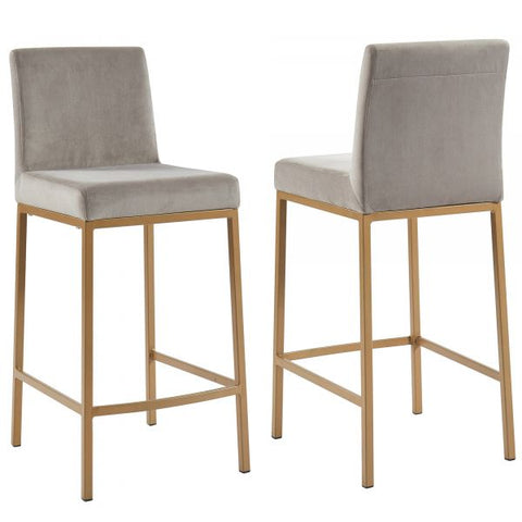 Diego 26'' Counter Stool, set of 2 in Grey/Gold Legs