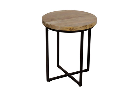 Ames Round Wooden End Table